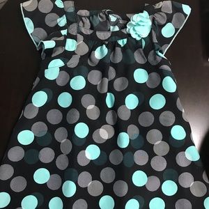 (SOLD) Little dress NWT teal polka dots and black.